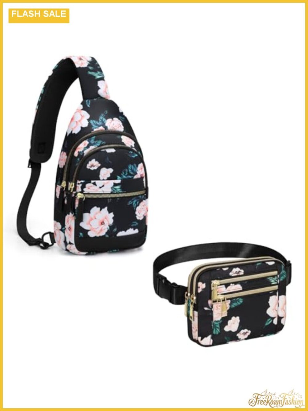 Crossbody Bag Set Medium Sling Fanny Pack 5-Pocket Convertible Strap